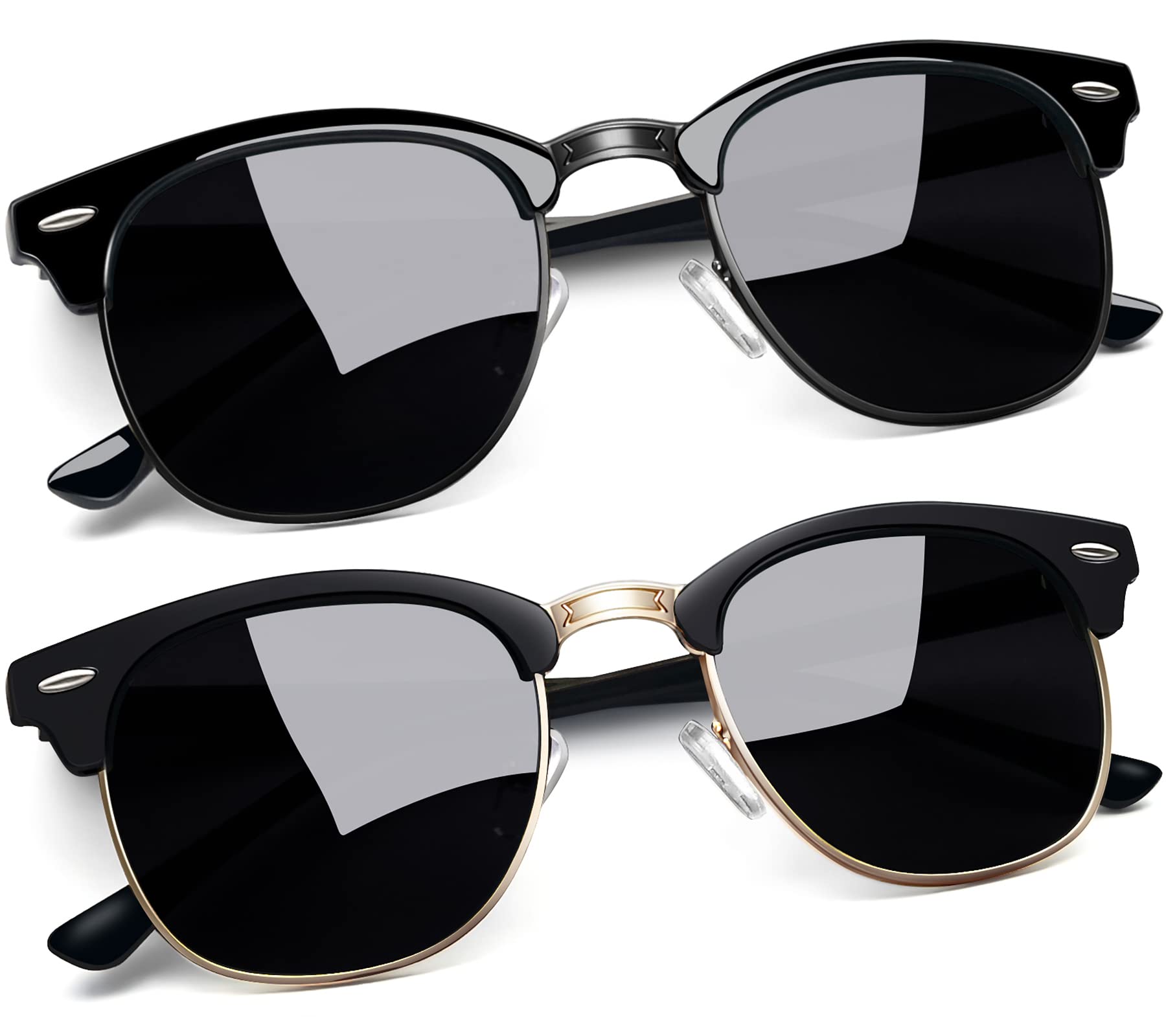 Joopin Vintage Sunglasses Half Frame Sun Glasses Polarized UV Protection Browline Shades for Women Men