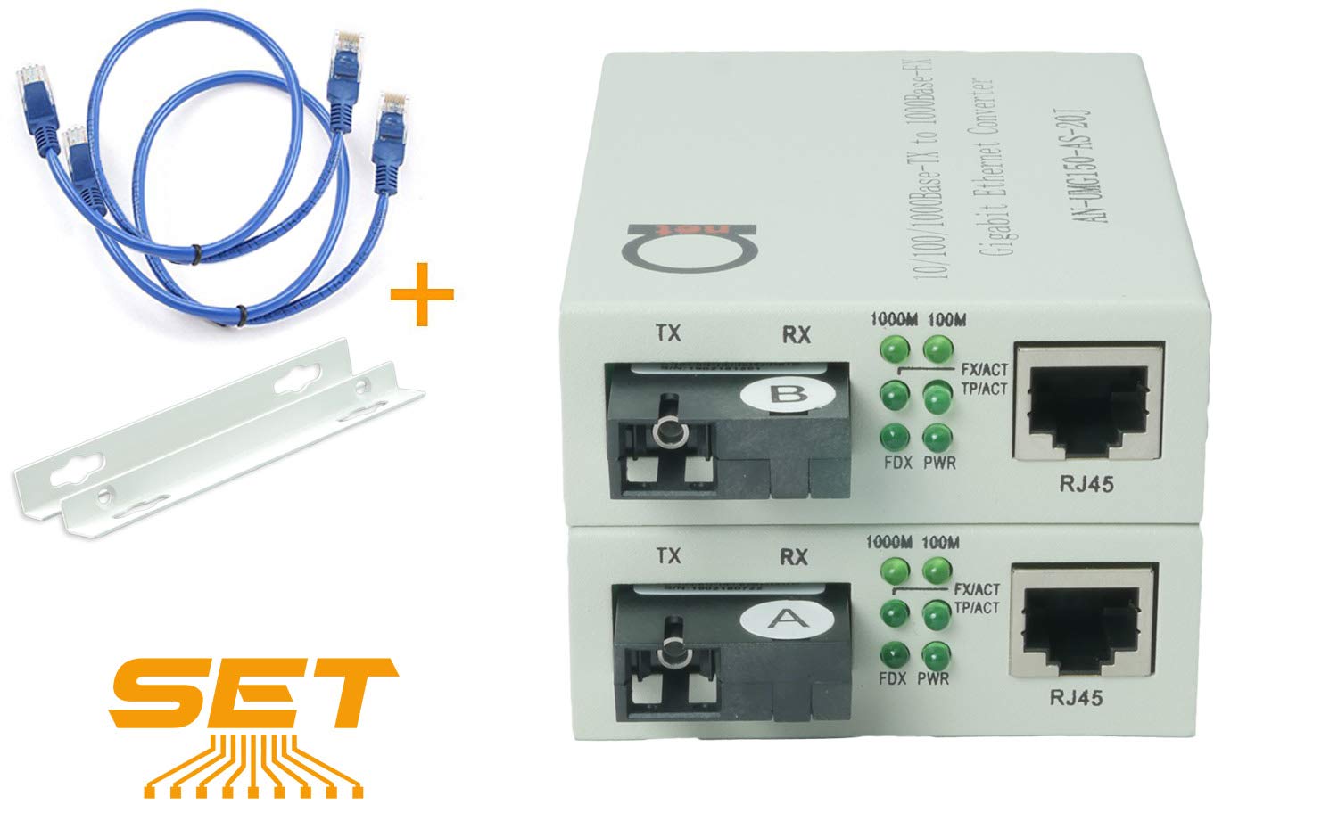 Single Mode SC WDM Single Fiber Bi-Di Gigabit Media Converter - Built-in Fiber Module 20km (12.42 Mi