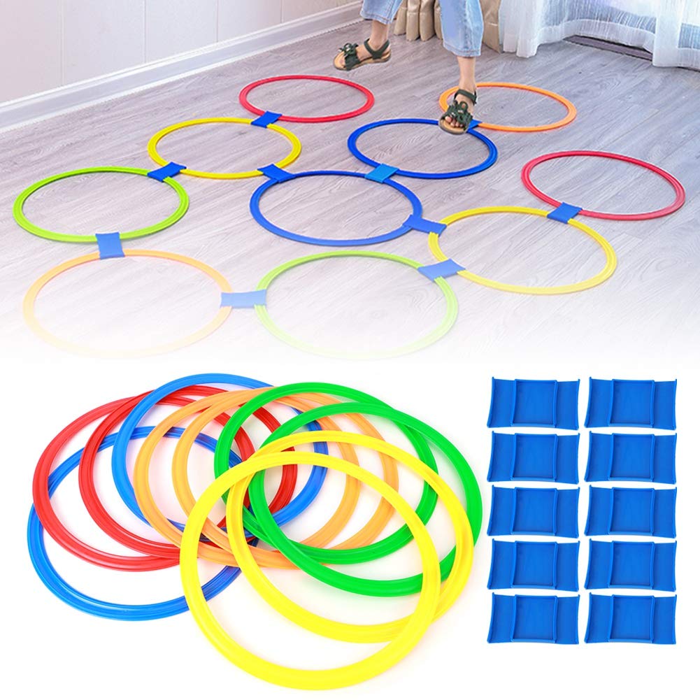 Anelli di coordinazione, pneumatici da ginnastica, anelli sportivi, set da 10 pneumatici, pneumatici da ginnastica multicolore e adulti, anelli Gility per l'allenamento nello sport con borsa