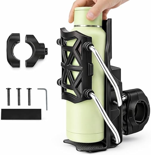 Yobbo Bike Cup Holder, Motorcycle Water Bottle Holder 360° Rotation Adjust Bicycle Handlebar Water Bottle Cages, Upgraded ...
