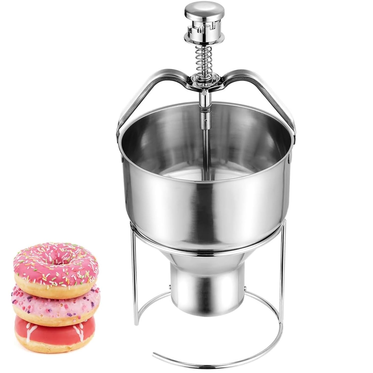 Ręczny Dozownik Ciasta Na Pączki, Ręczny Dozownik Do Pączków, Duży Lej O Pojemności 2,4 L Ze Stali Nierdzewnej 304 Dozownik Ciasta, Regulowana Grubość Ciasta 20–30 Mm