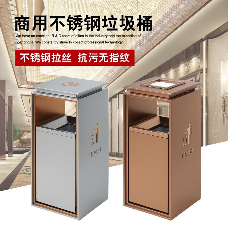 ASumPio Abfalleimer Edelstahl Hotel Mülleimer Kommerziellen Lobby Korridor Bürogebäude Bürogebäude Ktv Mit Aschenbecher Mülleimer,Black-S – Bild 4