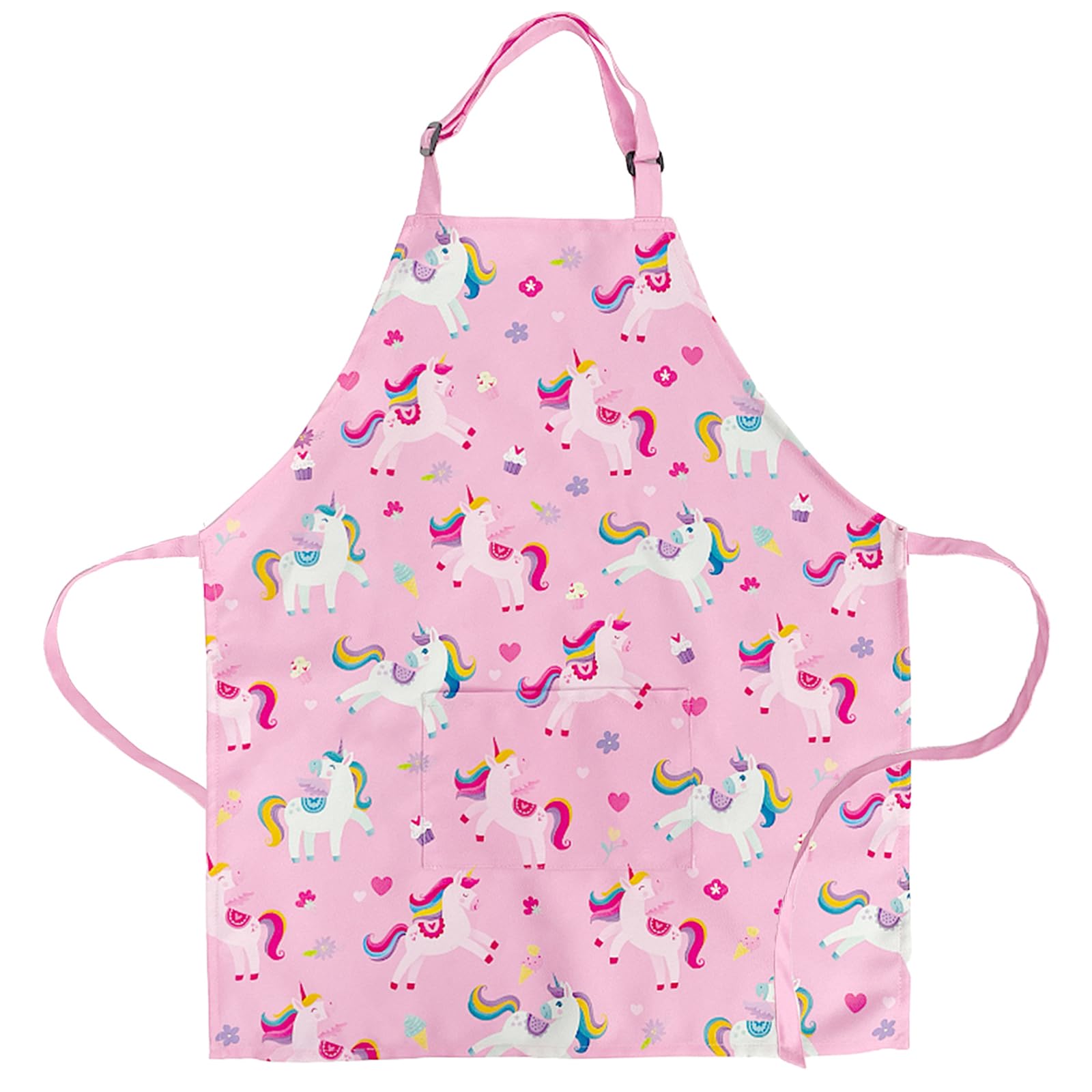 Decowall 1 Set – Unicorn Kids Apron With Pocket And Adjustable Strap, Children’s Cooking Baking Painting Craft Apron, Unicorn Design (Ap-001)