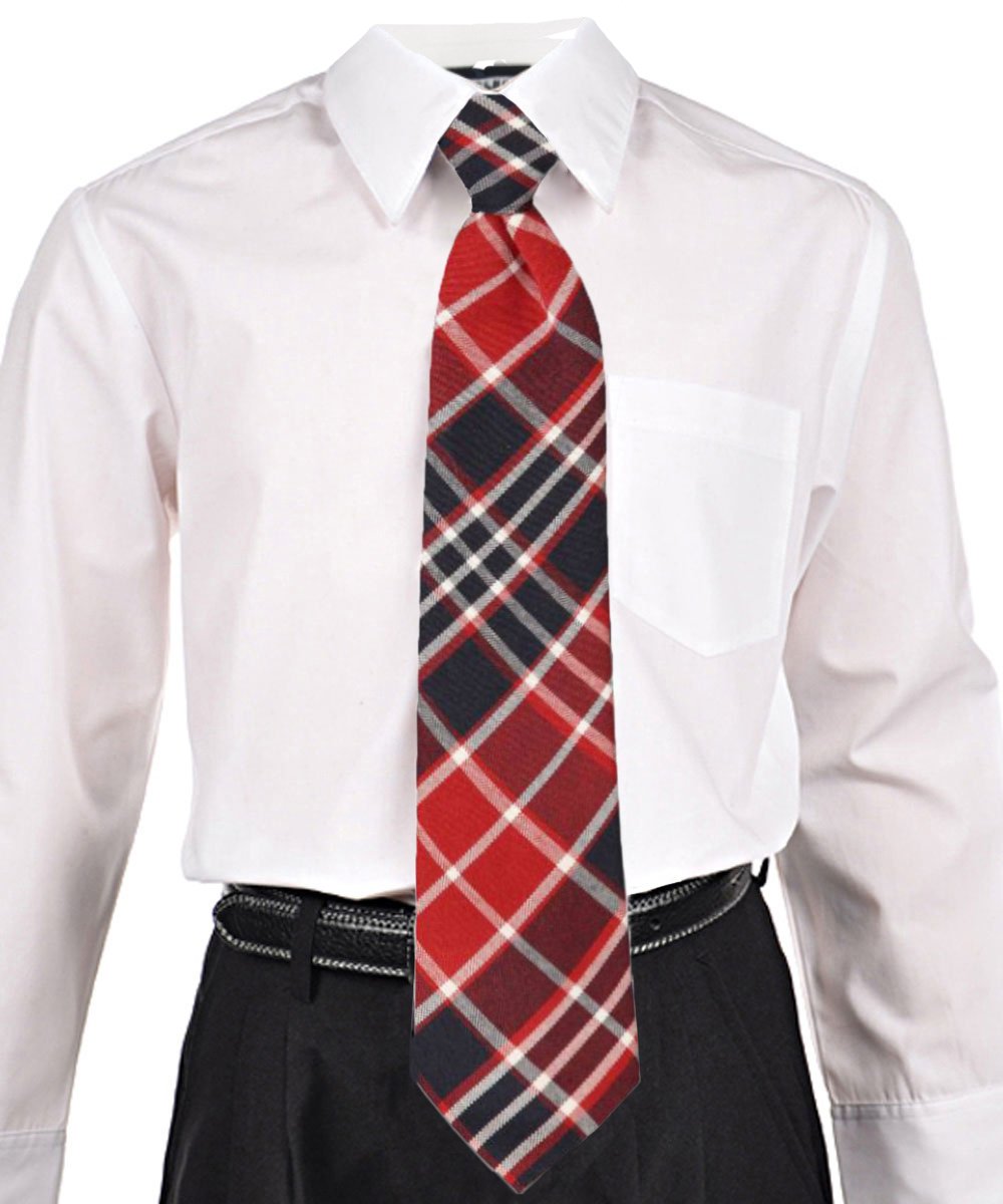 Cookie's Adjustable Banded Necktie with Clip - red/navy/white *plaid #570*, 12