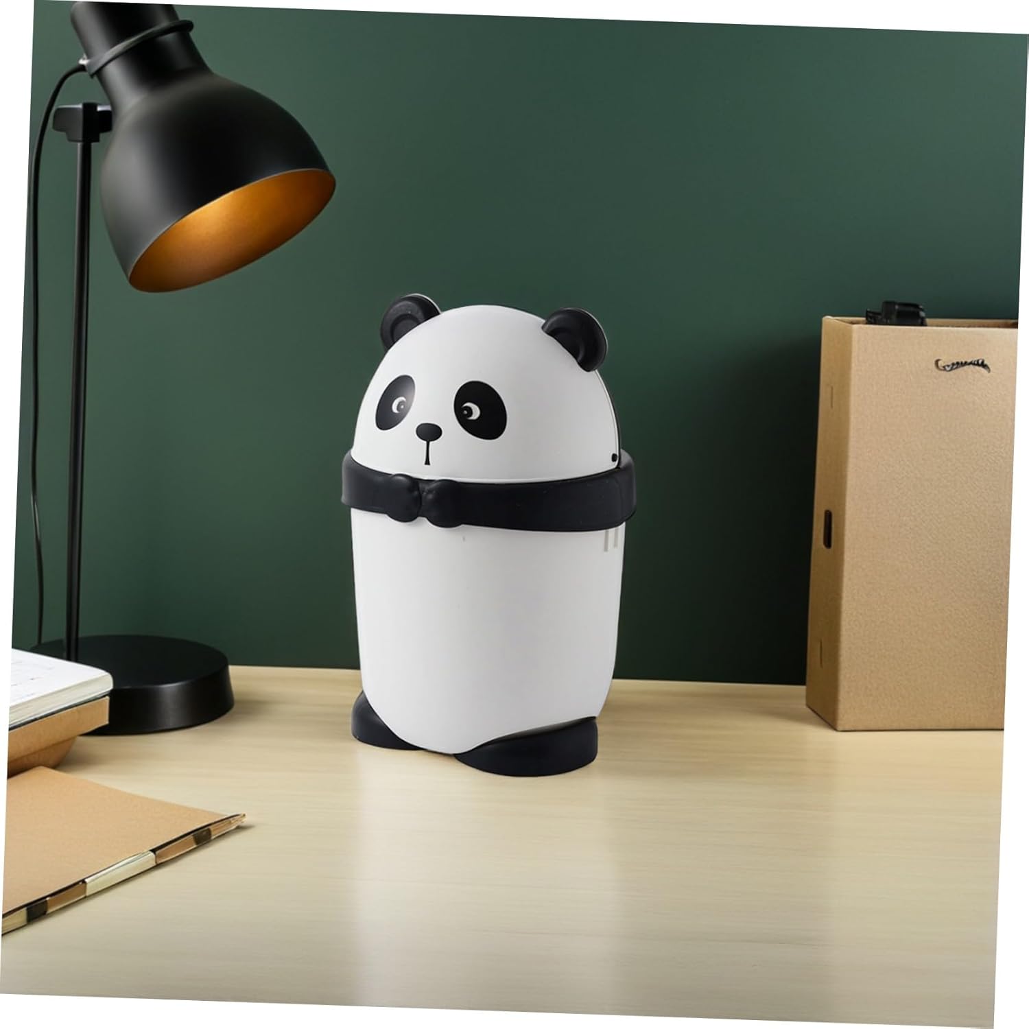 Cartoon Panda Trash Can for Babies Room, Small Plastic Waste Bin with Shake Lid, Cute ’ Trash Basket for Household and Nursery Use, 1pcs