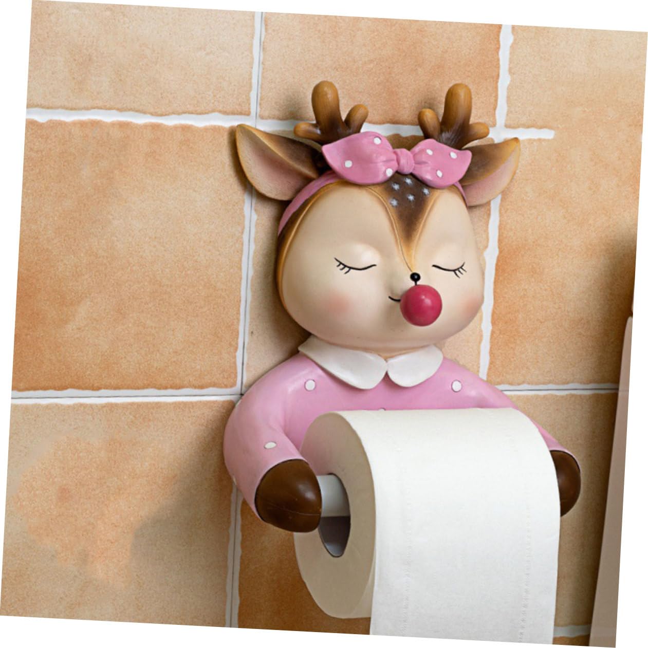 Portarrollos de Papel Higiénico Ciervo Rosa de Resina para Pared