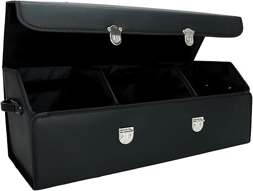 KAFLLA Organizador de maletero para automóvil, organizador de maletero de cuero para SUV, organizador de maletero de automóvil de 30 pulgadas para