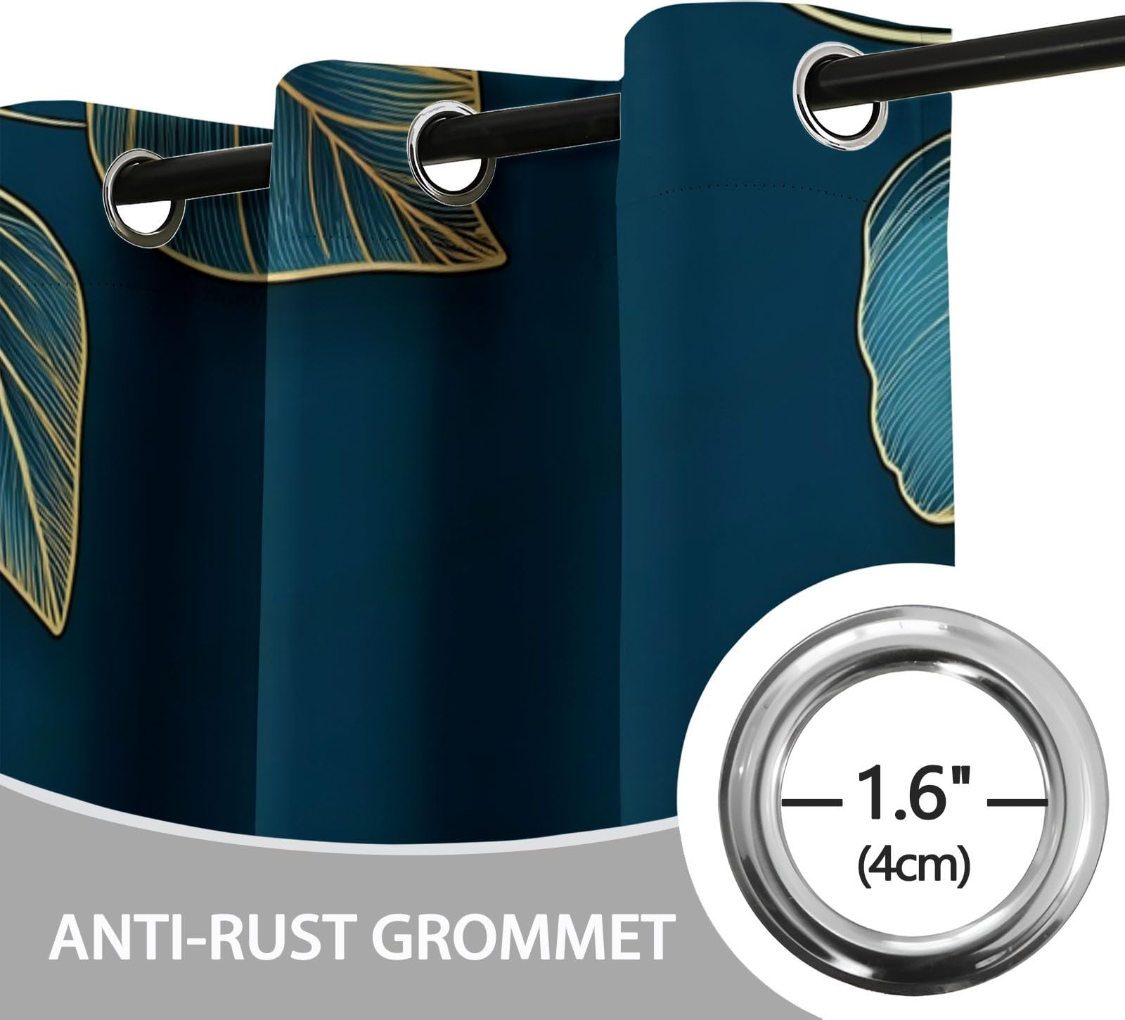 Rideaux Isolants 110L X 215H cm (2 Panneaux), Design Fleurs Modernes Cadre Tenture Opaque Anti-Chaleur pour Chambre Principale, Bleu Or