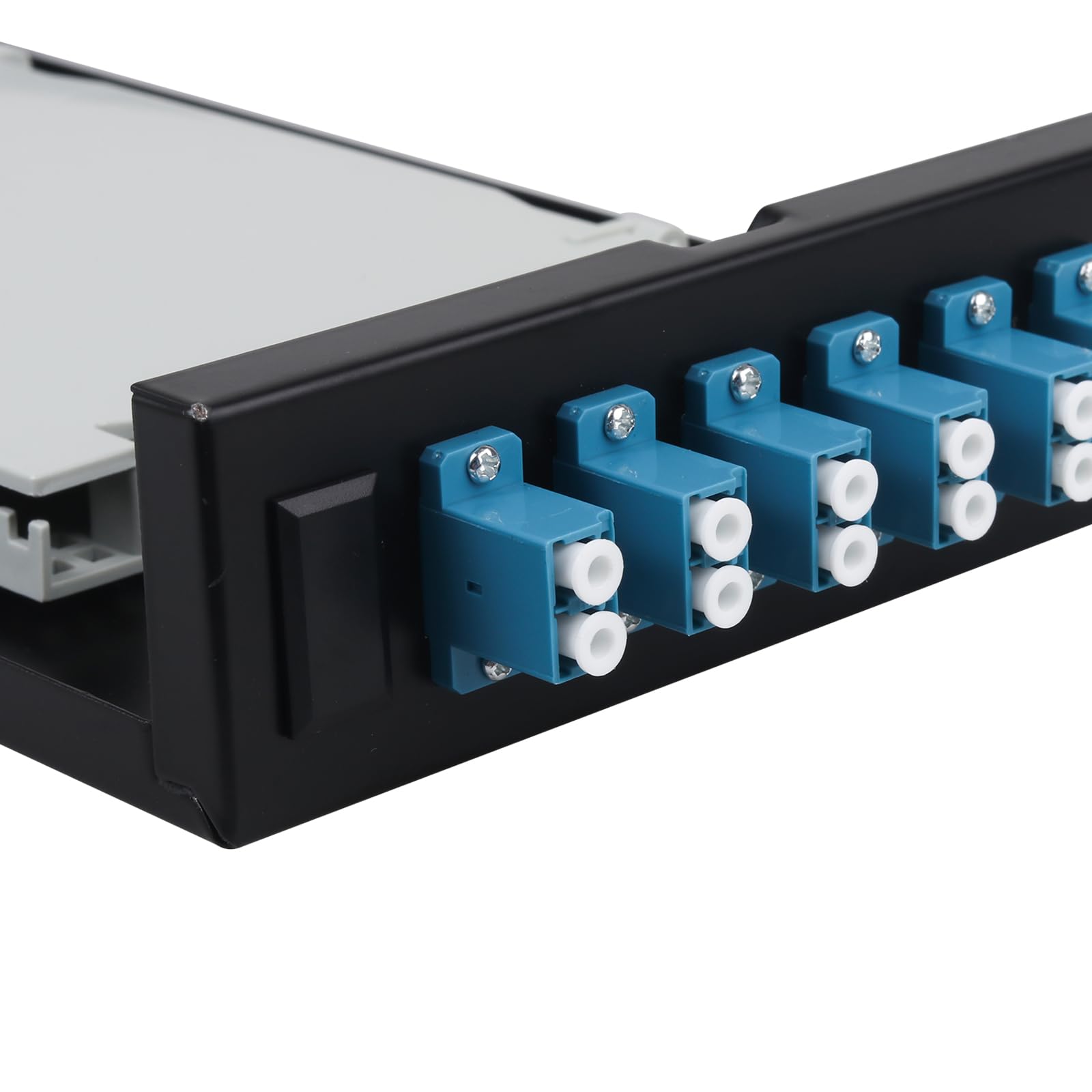 Xunsomt-6 Boîtier de montage en rack duplex monomode 12 ports LC + plateaux d'épissure câbles fibre bobine LC-UPC Kit (comprend des tresses et des coupleurs)