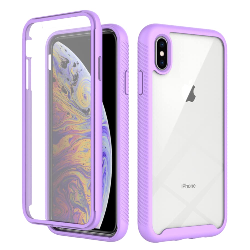 iPhone XS Max Case with Built-in Screen Protector, 360 Full Body Protective  Cover Heavy Duty Anti-Scratch Shockproof Slim Silicone Bumper Clear Phone
