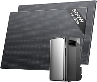 ECOFLOW kit fotovoltaico con batteria (800W,1,92kWh), STREAM Pro 1,92 kWh, 2x 400 W panelli solari rigidi, ingresso solare 2.300 W(3 MPPT), 2 porte CA 2.300 W, microinverter