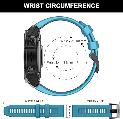 Miniatura 6 de OVERSTEP Compatible con la correa de reloj Fenix 7, correa de reloj de silicona suave de 0.866 pulgadas de ancho para reloj inteligente Garmin Fenix
