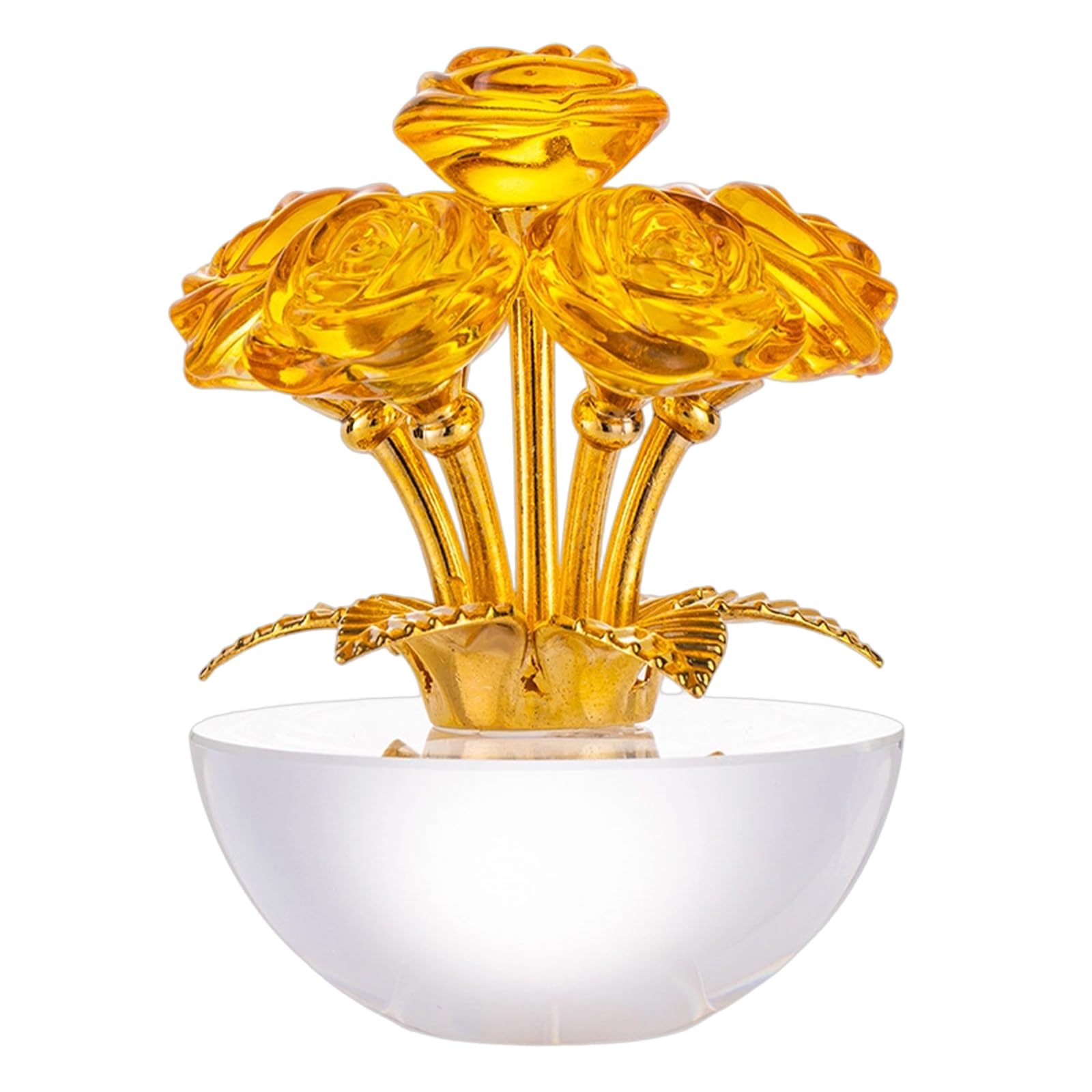 NRVTRE Beautiful Clear Glass Rose Display Piece Artistic Crystal Bouquet Adds Elegant Charm to Any Interior Space Artistic Crystal Bouquet