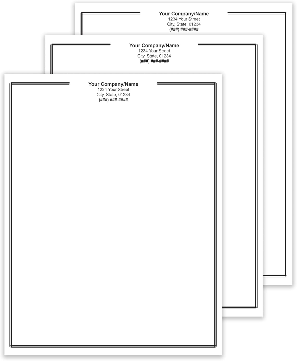 Premium Custom Printed Letterhead Stationery 100 Pack - 8.5" x 11" Standard Letter - Recycled, Smooth, Linen, Etc. - Made in the U.S.A. (Line Break)