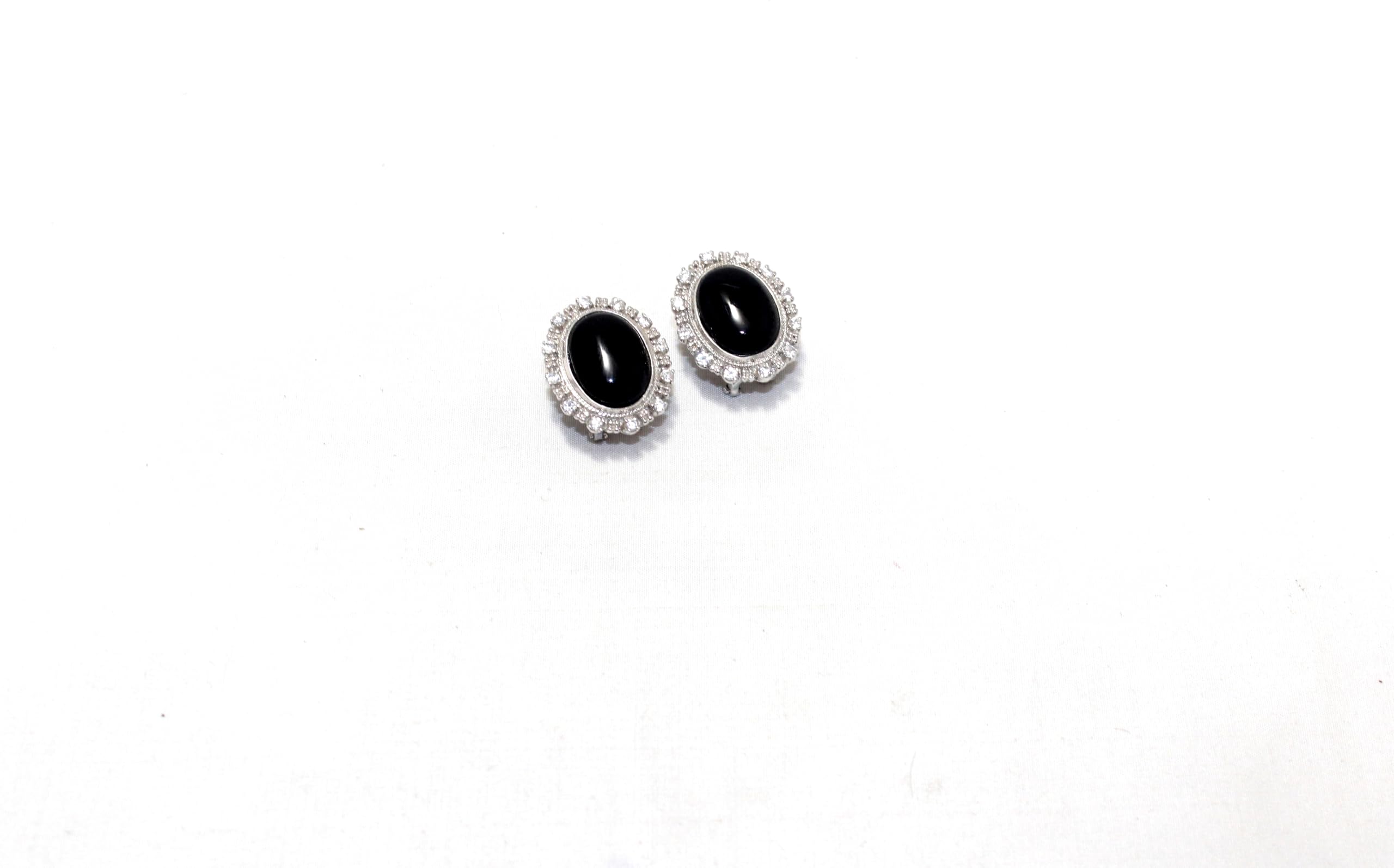 PH Artistic Juego de pendientes con colgante de tuerca de plata de ley 925, piedra de ónice, piedra preciosa y circonita cúbica, circonita cúbica, para mujer, hechos a mano i973