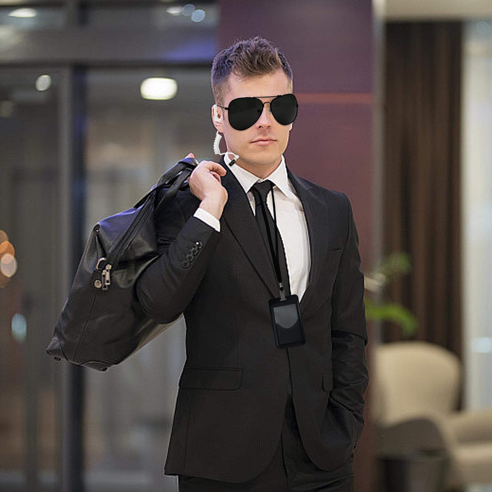 Men in Black Costume Accessories, 10Pcs Secret Agent Accessory Security Guard Agent Costume Accessories with Tie, Sunglasses - Image 4