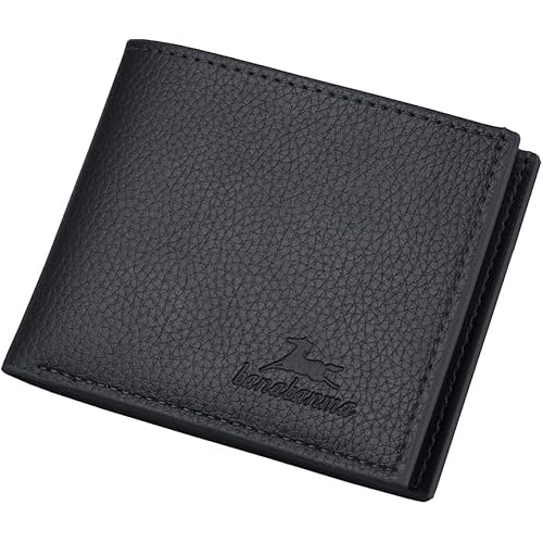 WANFORD Slim Wallet for Men with Money Clip, Minimalist Zipper, Bifold Mens Wallets Credit Card Holder, PU Leather Men's Coin Purse, Carteras Para Hombres (Black) WANFORD-0002