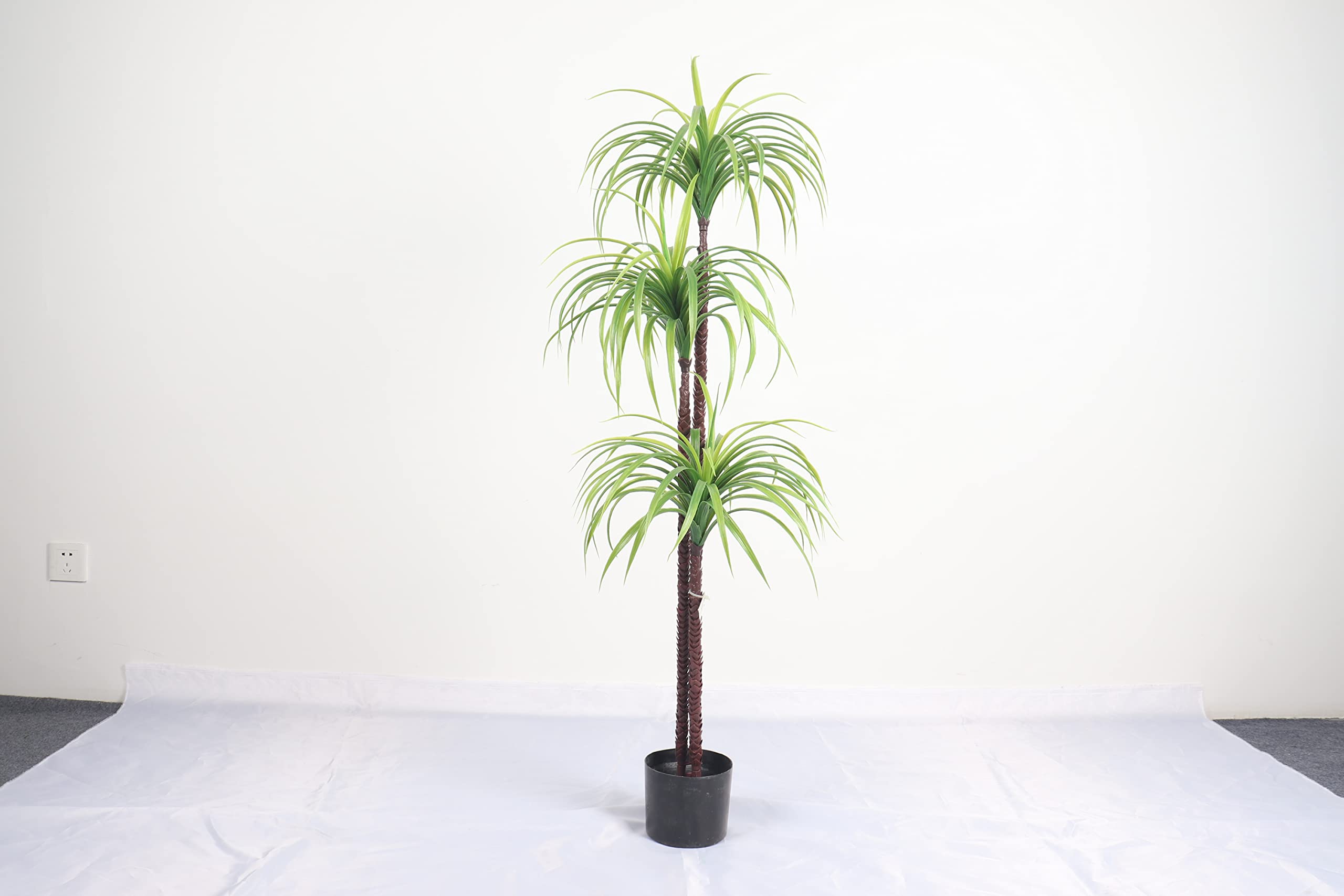 Decorhills Artificial Palm Tree Fake Plant Tropical Decor Three Struts Indoor Office Plant Without Pot Outdoor Modern Housewarming Gift 130cm