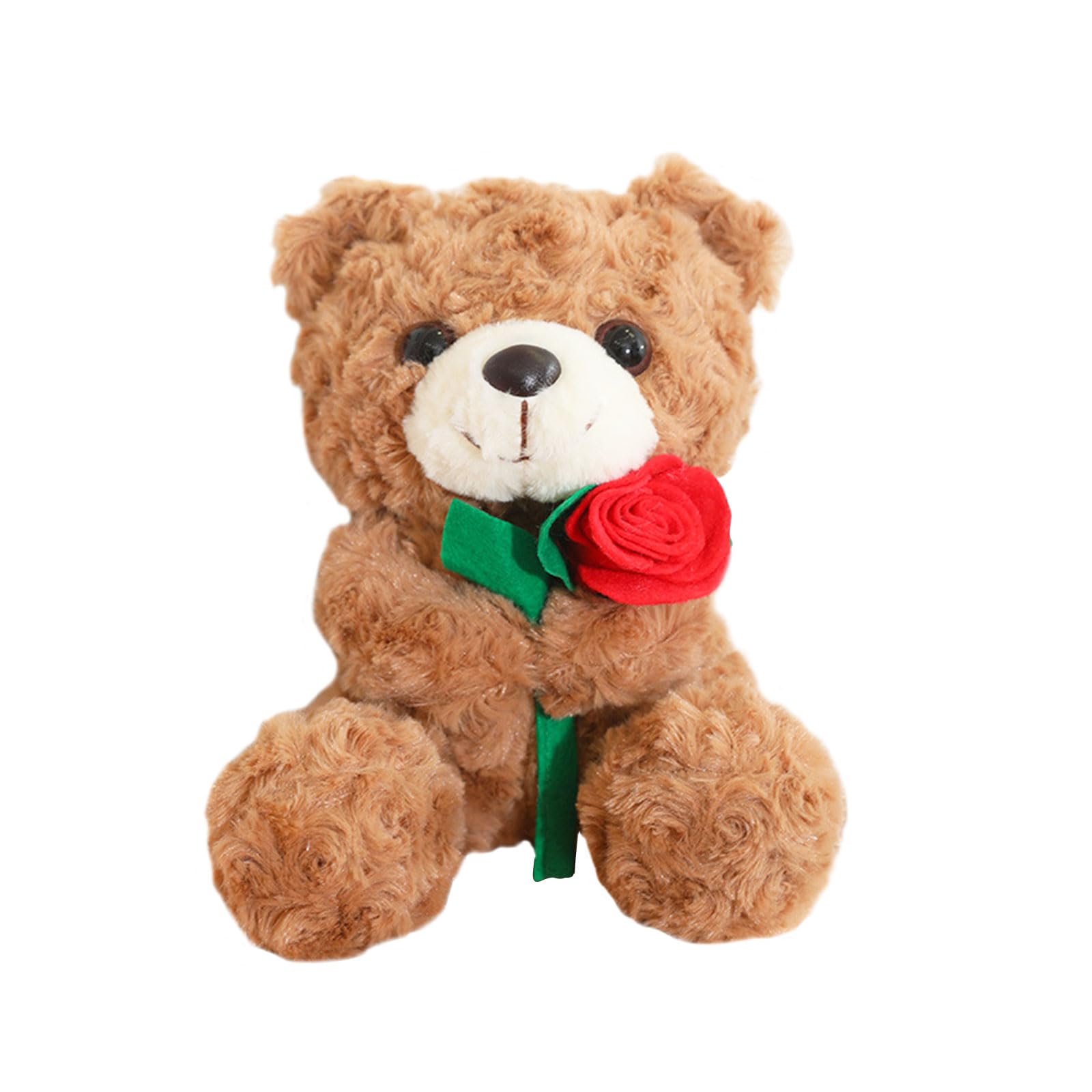 Valentines Day Teddy Bear Plush Toy, 25cm Cuddly Christmas Cute Soft Plush Toy With Rose,Christmas Stuffed Pillow Doll, Xmas Stuffed Animals Gifts for Kids Girlfriends Boyfrieds
