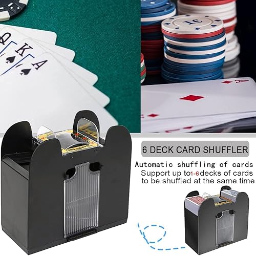 Miniatura 2 de Barajador de cartas de 1 a 6 barajas automático de cartas Máquina barajadora de cartas USB4C, herramienta a batería para UNO, Texas Hold'em, juegos