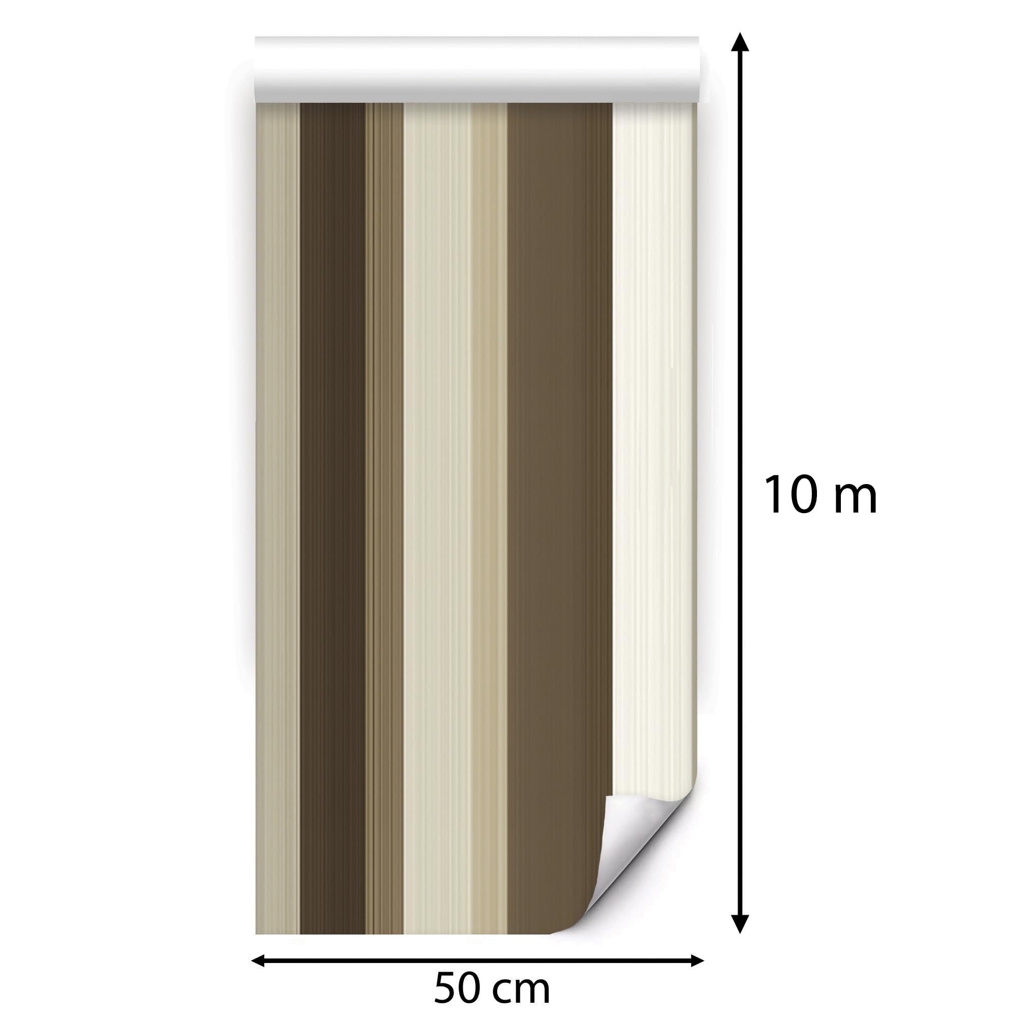 GP TONER Vliestapete Streifen Beige Braun Klassisch Modern Wohnzimmer Schlafzimmer Struktur Optik Abwaschbar UV-beständige Tapete 10m x 0,5m