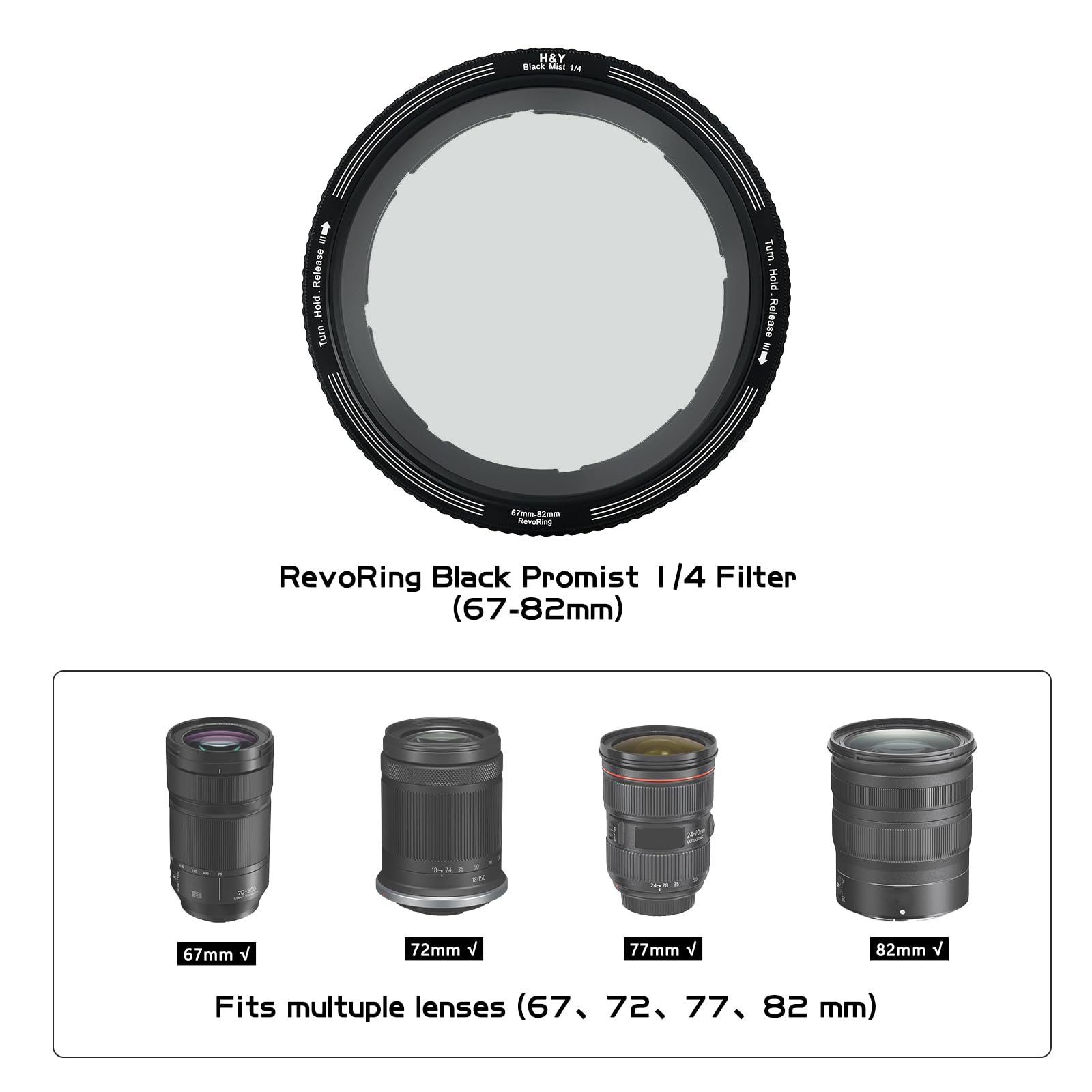 H&Y REVORING 67-82mm ブラックミストフィルター1/4 Amazon | H&Y ブラックミスト 67-82mm REVORING Black Promist 1