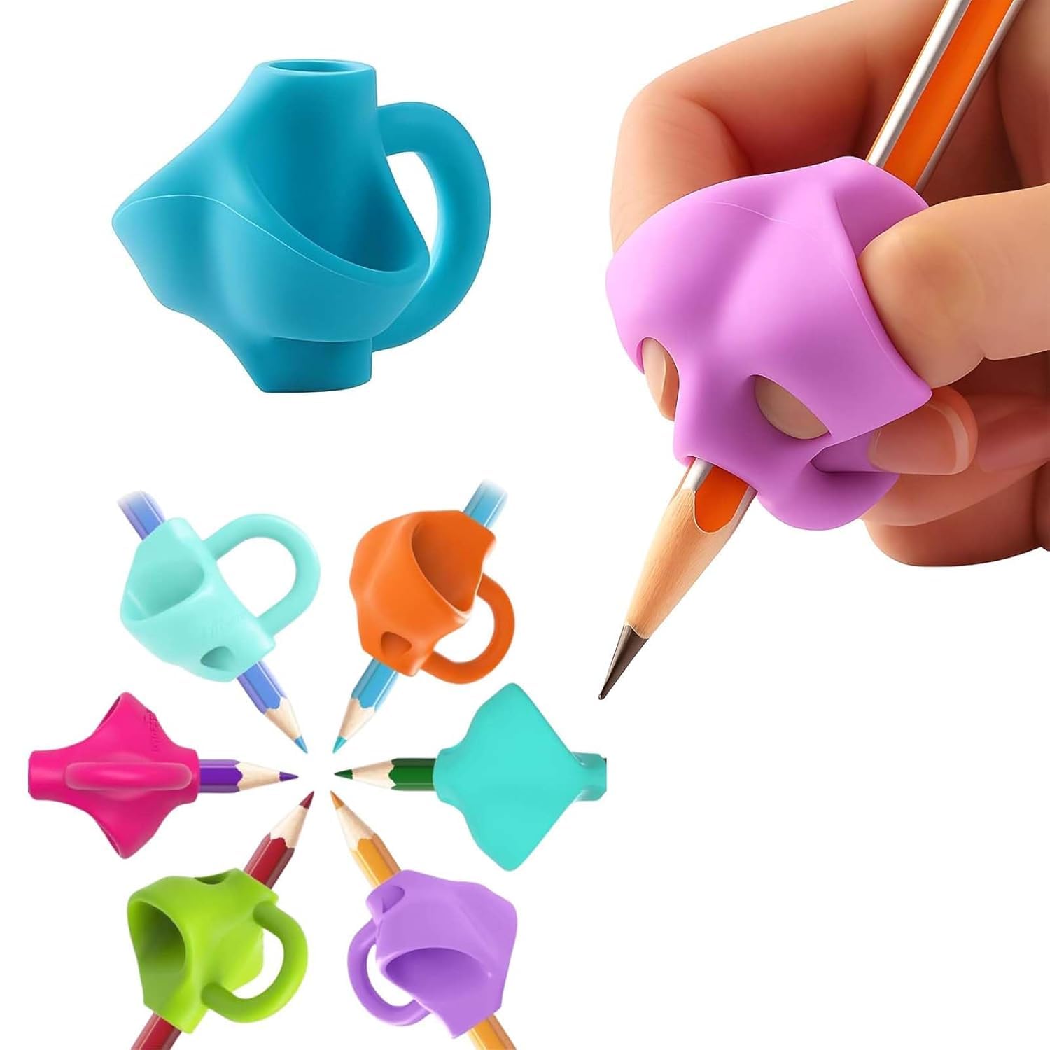 Perfect Pricee KUNYA 4 PCS Silicone Pencil Finger Grips – Ergonomic Writing Aid for Kids & Adults, Soft Non-Slip Grip for Pens, Pencils & Stylus, Handwriting Comfort Support-image-0