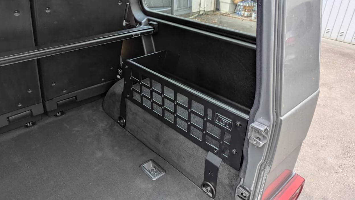 for Mercedes-Benz G-Class G500 G55 2004-2017 Modular Storage Panel Shelf Rear Trunk Luggage Molle Panel Luggage Carrier Trunk Organizer Aluminum Alloy (L&R Storage Boxes)