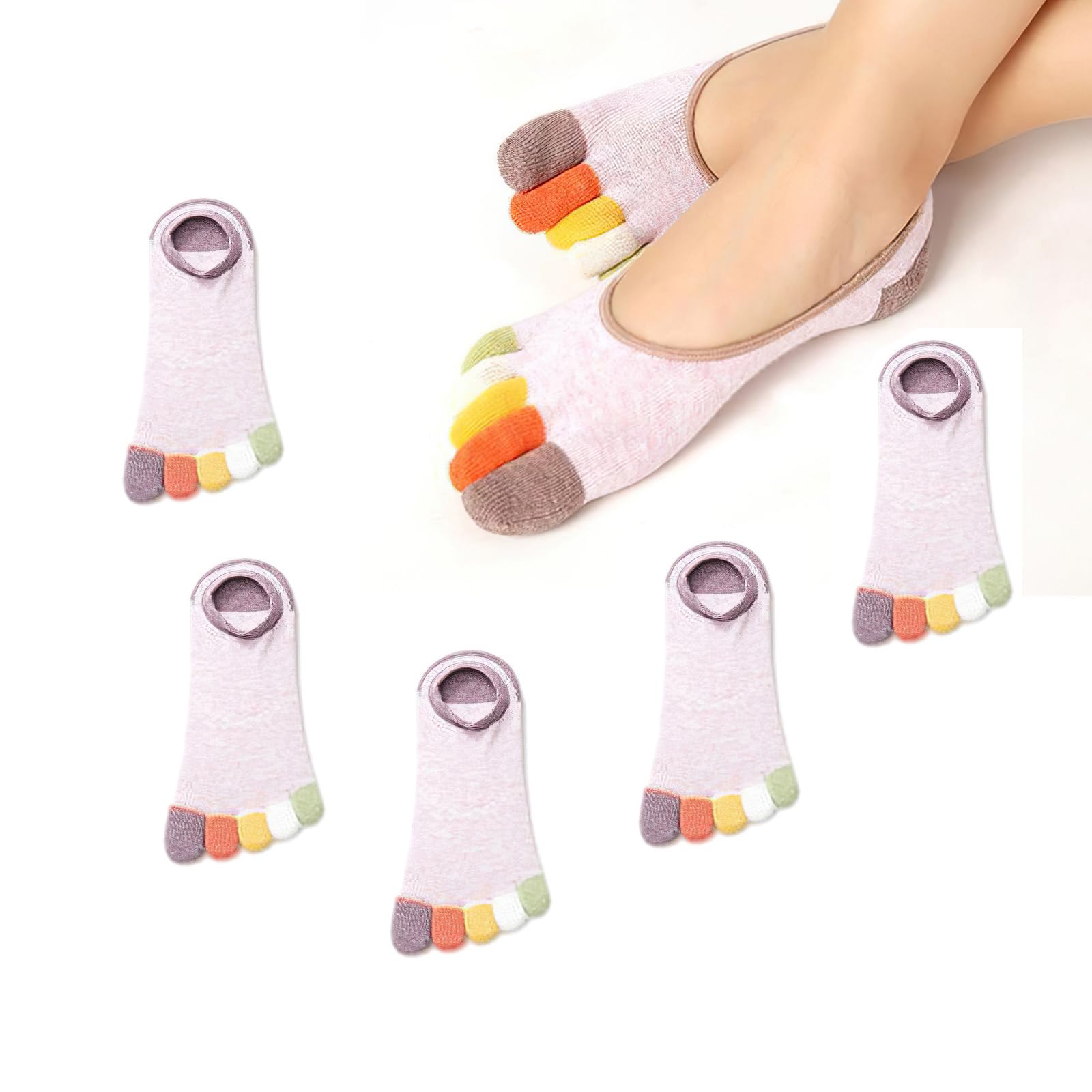 6 Paia Calzini Invisibili Donna - Ballerina, Antiscivolo, Taglia 35-40, Cotone E Spandex - Foto 6