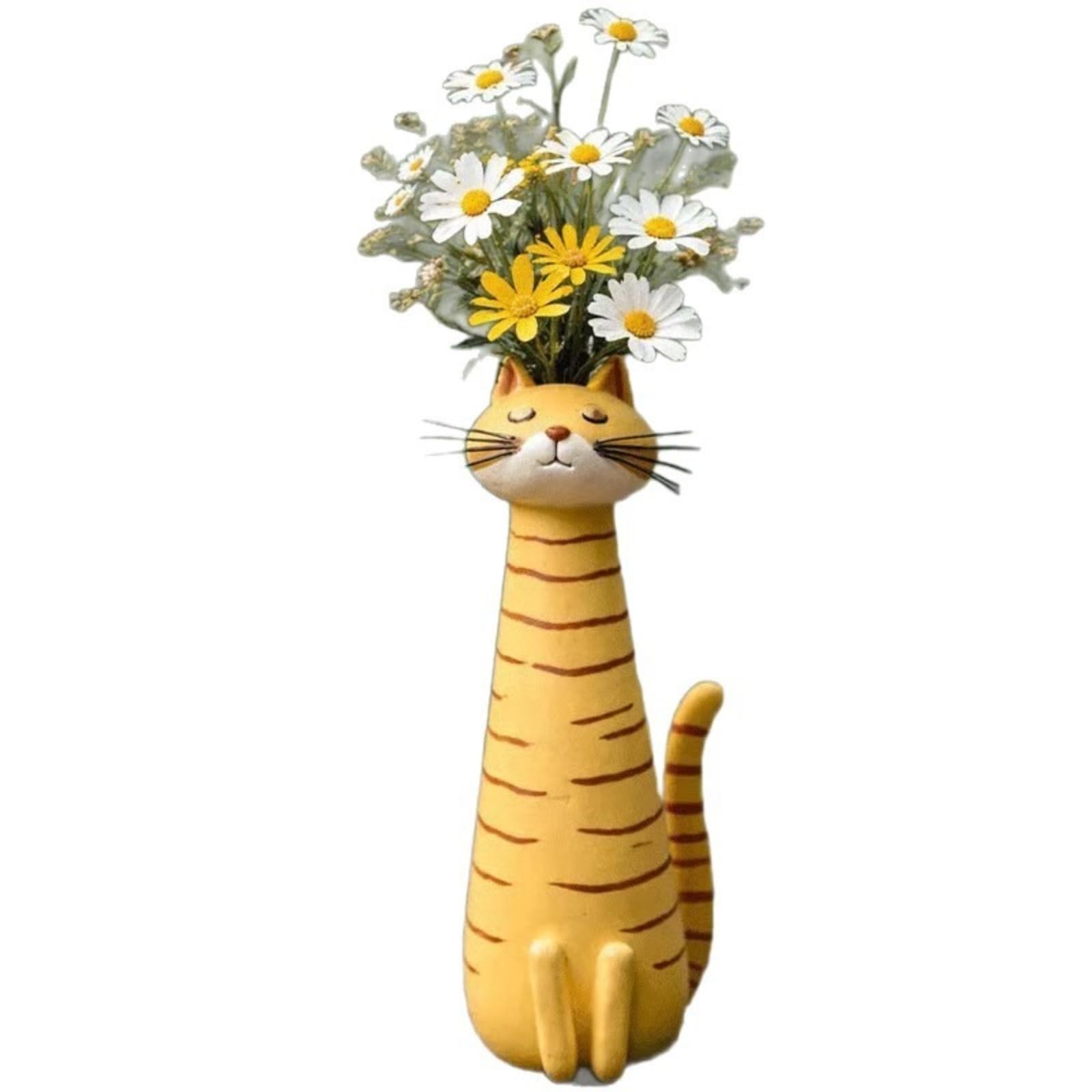 Resin cat vase, Quirky cat vase, Animal Dried Flower Decorative vase