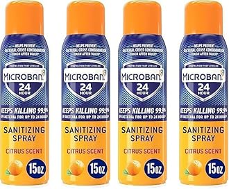 MICROBAN Disinfectant Spray, 24 Hour Sanitizing and Antibacterial Spray, Sanitizing Spray, Citrus Scent, 2 Count (15oz Each) (Packaging May Vary) (Pack of 2)