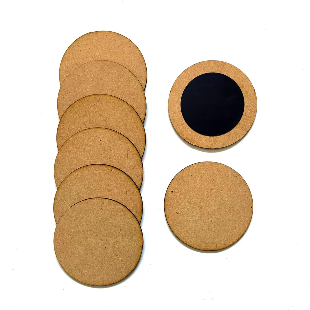 DIY MDF Wood Sheet Round with Rubber Magnet - Plain MDF Fridge Magnet Blanks Cutouts - Set of 10 with 3mm - 3inch Diameter for Painting, Wooden Craft, Resin Art Work-image-25