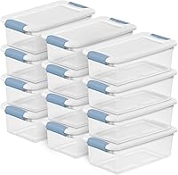 Sterilite 12-Pack 6 Qt Latching Storage Bins - Clear Under Bed Boxes with Secure Lids for Closet, Bedroom & Office Organization