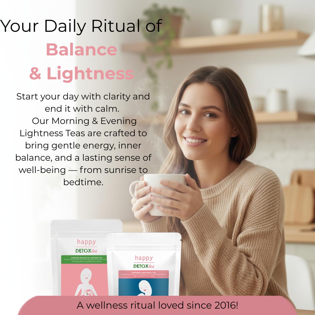 Happy Detox Tea - Thé et Infusion Detox Cure Minceur - 28 Sachets de 3 grammes - Cure de 14 jours