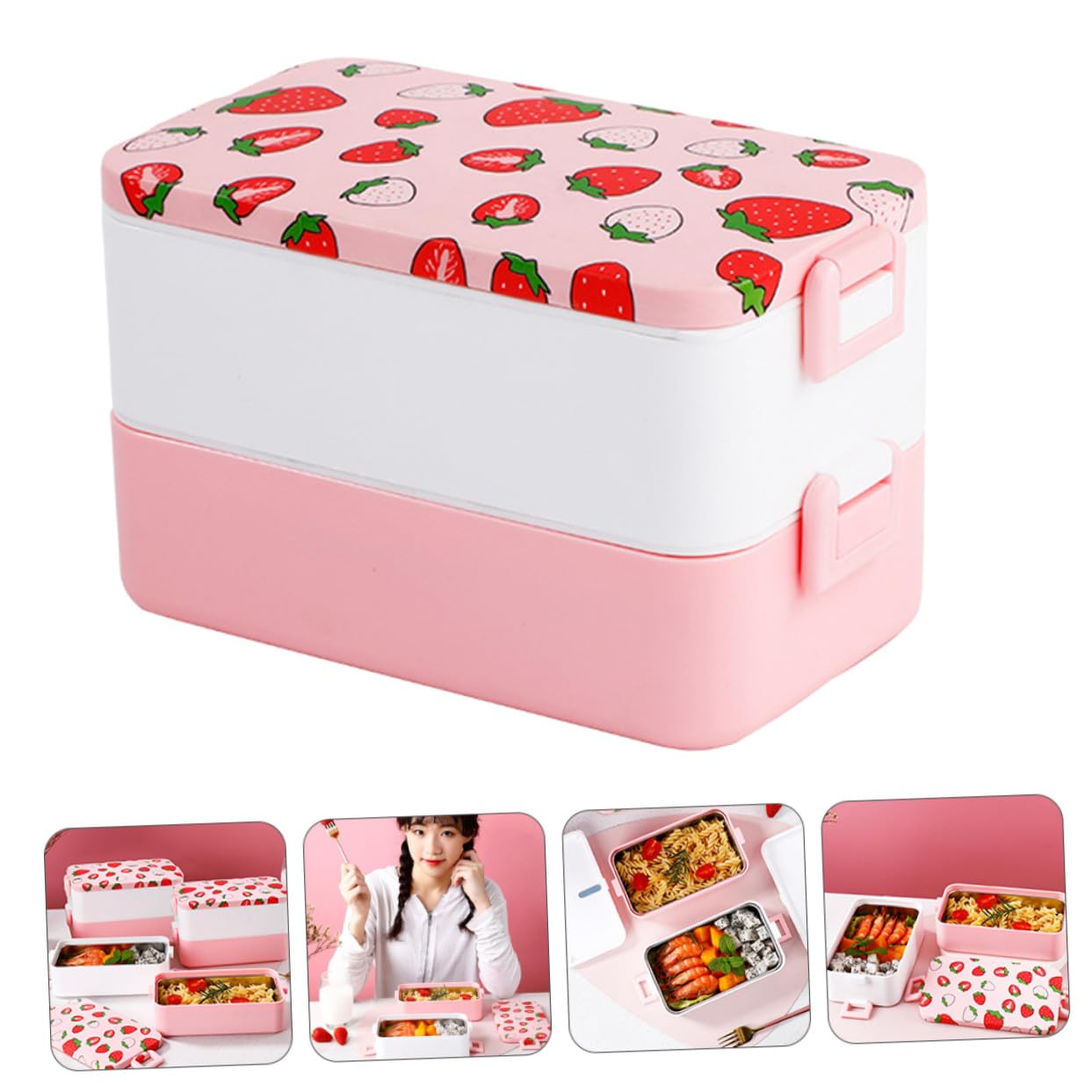 Scatola per Merenda Scuola 2 Livelli in Pp, Lunch Container Microonde | Festa Scuola Decor, Portamerenda Adulto, Contenitori per Pranzo, Sacco per Pranzo