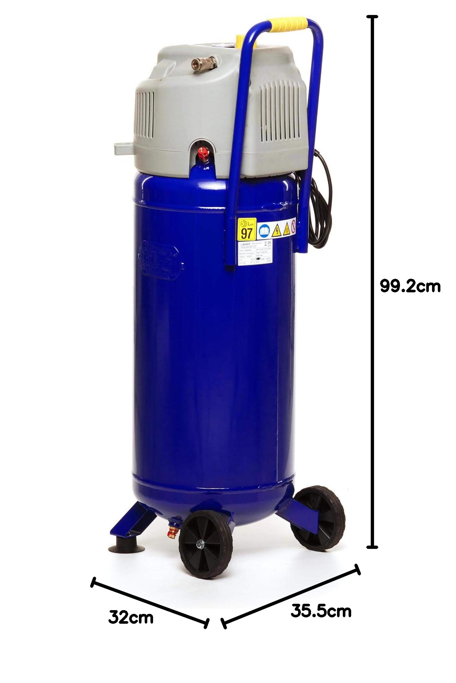 Michelin Compresseur à Air Vertical MVX50/2, Compresseur d'Air 50-Litres sans Huile, Manomètre, Pression Max. Pression 10 Bar, Roues de Transport, Puissance 2 CV