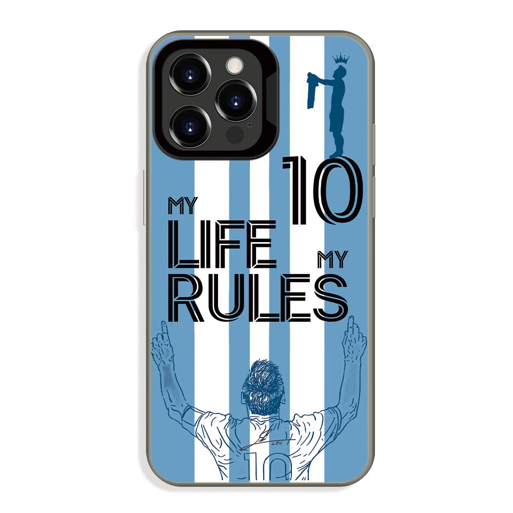 YEVAPOP Argentina Soccer Case Compatible with iPhone 15 Pro, Legend Soccer Star Aesthetic Design & Cool Quotes Slim Shockproof Protective Cover Case