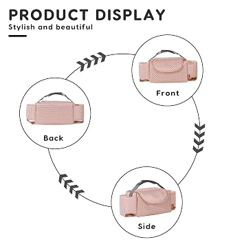 SONARIN Portable Pram Buggy Bag Organiser,Multifunctional Waterproof Baby Stroller Organizer Bag Pushchair Storage Bag with Cup Holders,Universal Fit All Buggy Models(Pink)