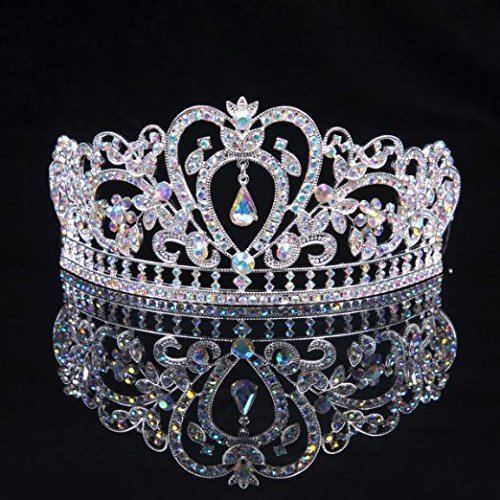 Sunshinesmile Bride Crown Prom Pageant Princess Colorful Clear Austrian Rhinestone Crystal Tiara Crown Bridal Pageant Headwear