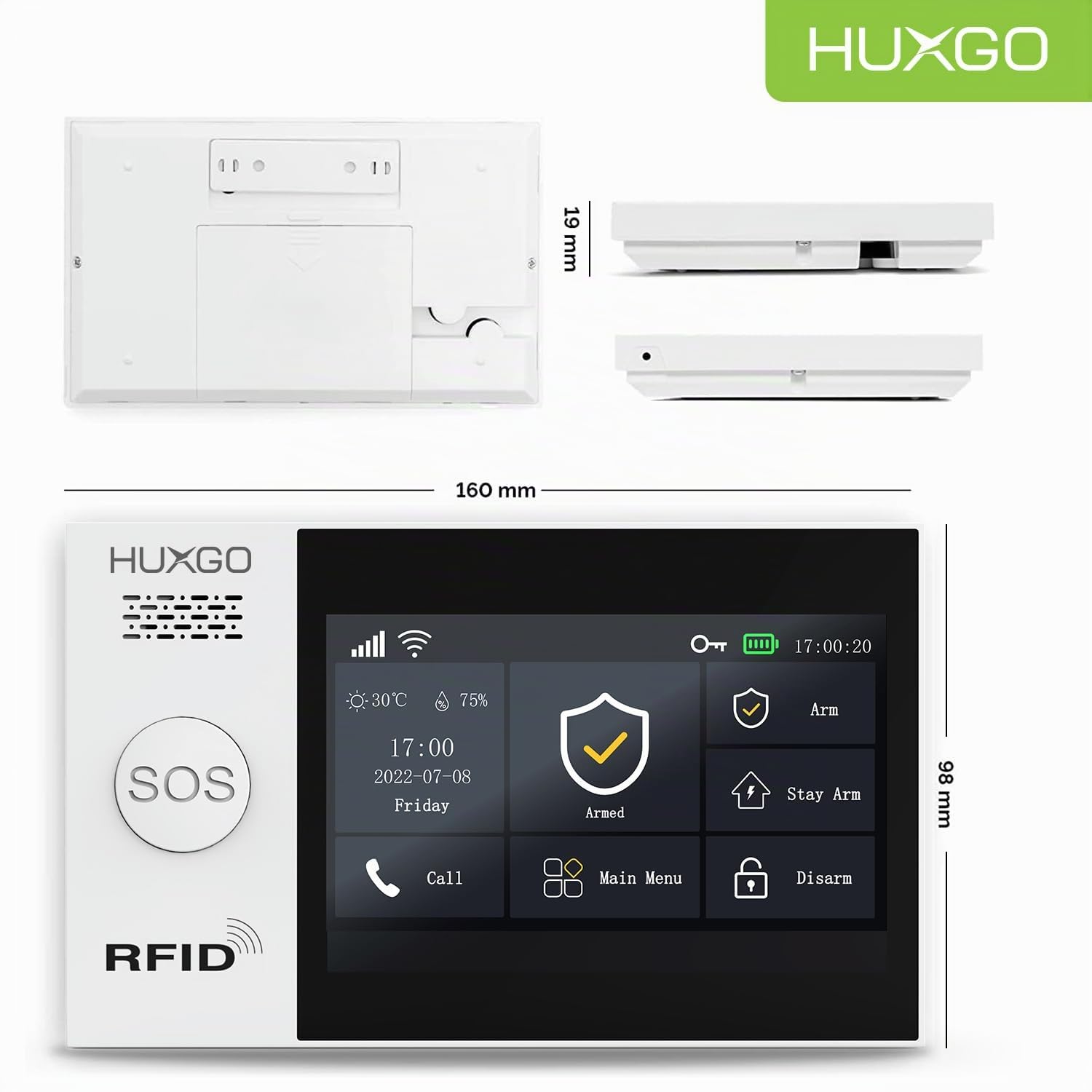 HXA007 Alarme Maison avec Solaire sans Fil, WiFi + GSM 4G | Kit d'alarme Domestique avec x détecteurs de Mouvement, 5X capteurs de Portes et fenêtres | TUYA App Intelligent