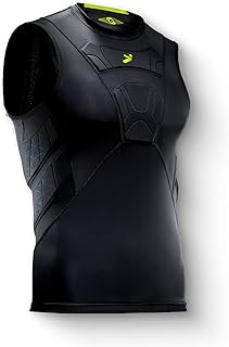 Storelli BodyShield Sleeveless Undershirt, Protective Soccer Base Layer, Lightweight Compression Top with Padded Chest and Rib Protection, Ultimate Comfort and Safety for Athletes, Black, Large
