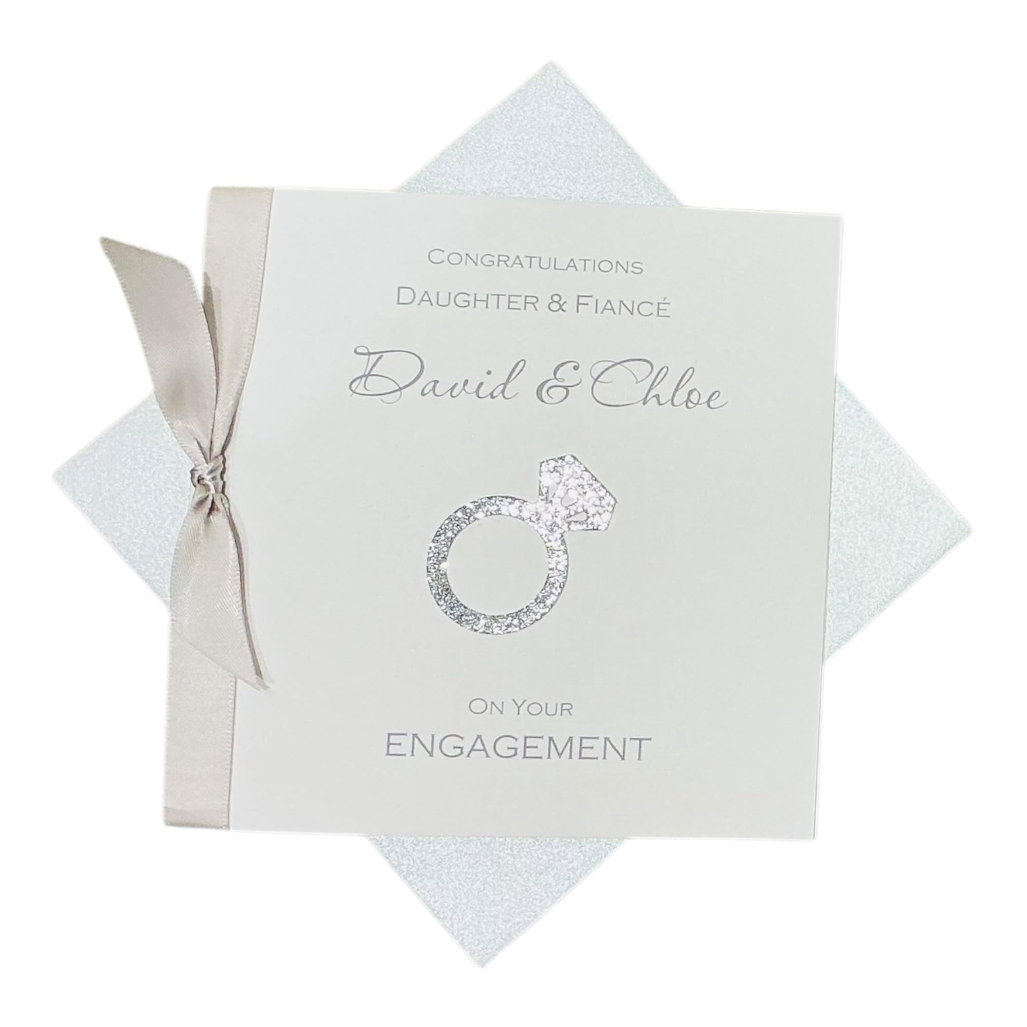 Daughter & Fiancé Engagement Card Greeting Card, Personalised Gift for Daughter & Fiancé Congratulations - Various Designs (Engagement Ring (ENG))