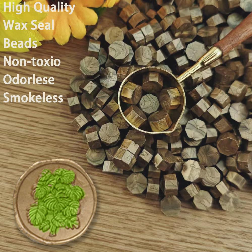 Ioggtser Octagon Sealing Wax Beads for Seal Stamp - 360 PCS for Making Seals for Wedding and Party Invitations (Brown) - Image 2