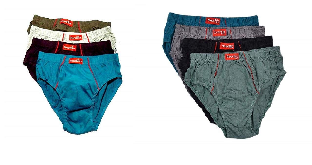 VIP Frenchie Plus Men's Cotton Brief (Assorted Colour, 80 cm) -Pack of 8