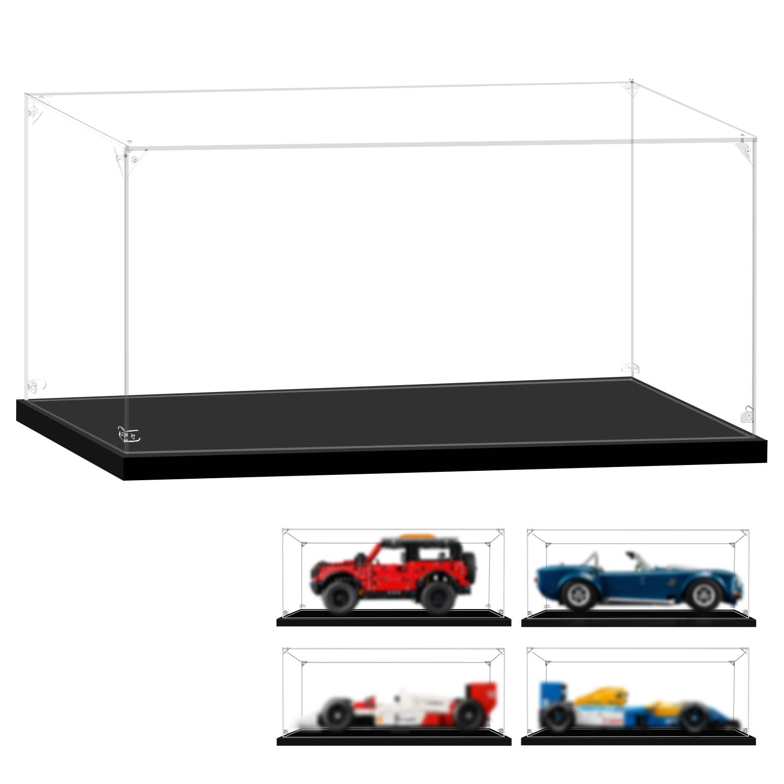 LILIKAKA Display Case for Lego 1:12 Scale Car 42213 10265 10279 10290 10295 10300 10304 10321 10330 10337 10353 10357 21328, 14.96x7.87x7.08inch (