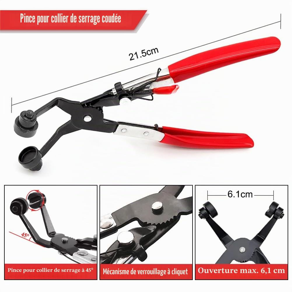 Lot de 4 Pince Collier Durite de Voiture, Pinces pour Colliers de Serrage Pince à Collier de Serrage pour Automobiles pour le Démontage et l'installation de Colliers de Serrage