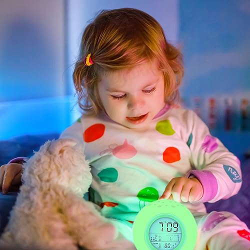 Miniatura 6 de Tarklanda Reloj despertador para niños, proyector de estrellas de luna, luz nocturna que cambia de color, control táctil de temperatura para el