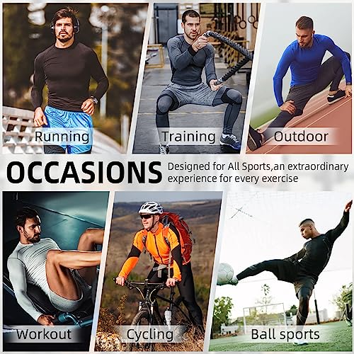 Yuerlian Men's Compression Shirts Long Sleeve, Base-Layer Tops Quick Dry Workout Crewneck T Shirts Sports Running Tops 1 Pack #TOP4