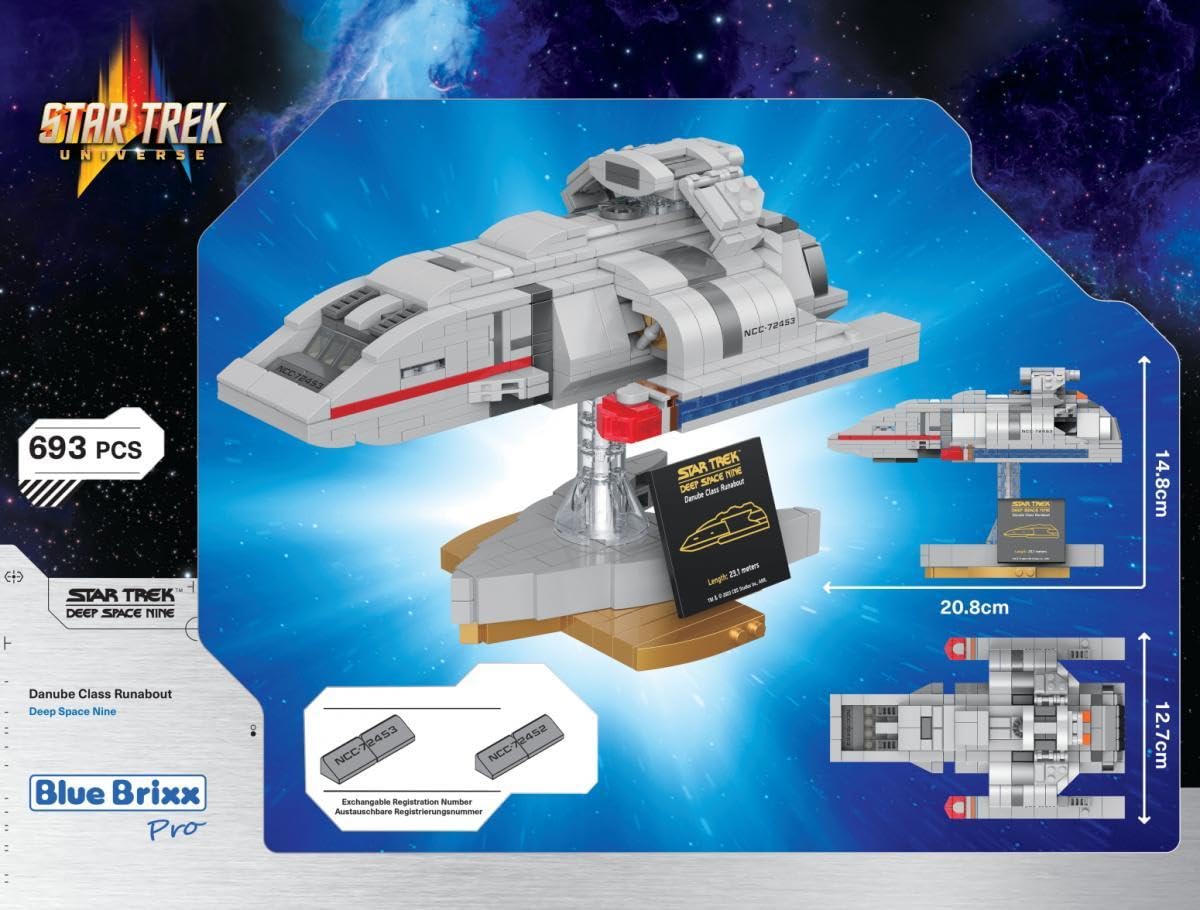 BlueBrixx Star Trek Danube-Klasse Runabout – Deep Space Nine – Midsize – Bausatz mit 693 Klemmbausteinen – 100% kompatibel – ORIGINAL-Lizenz , 105691