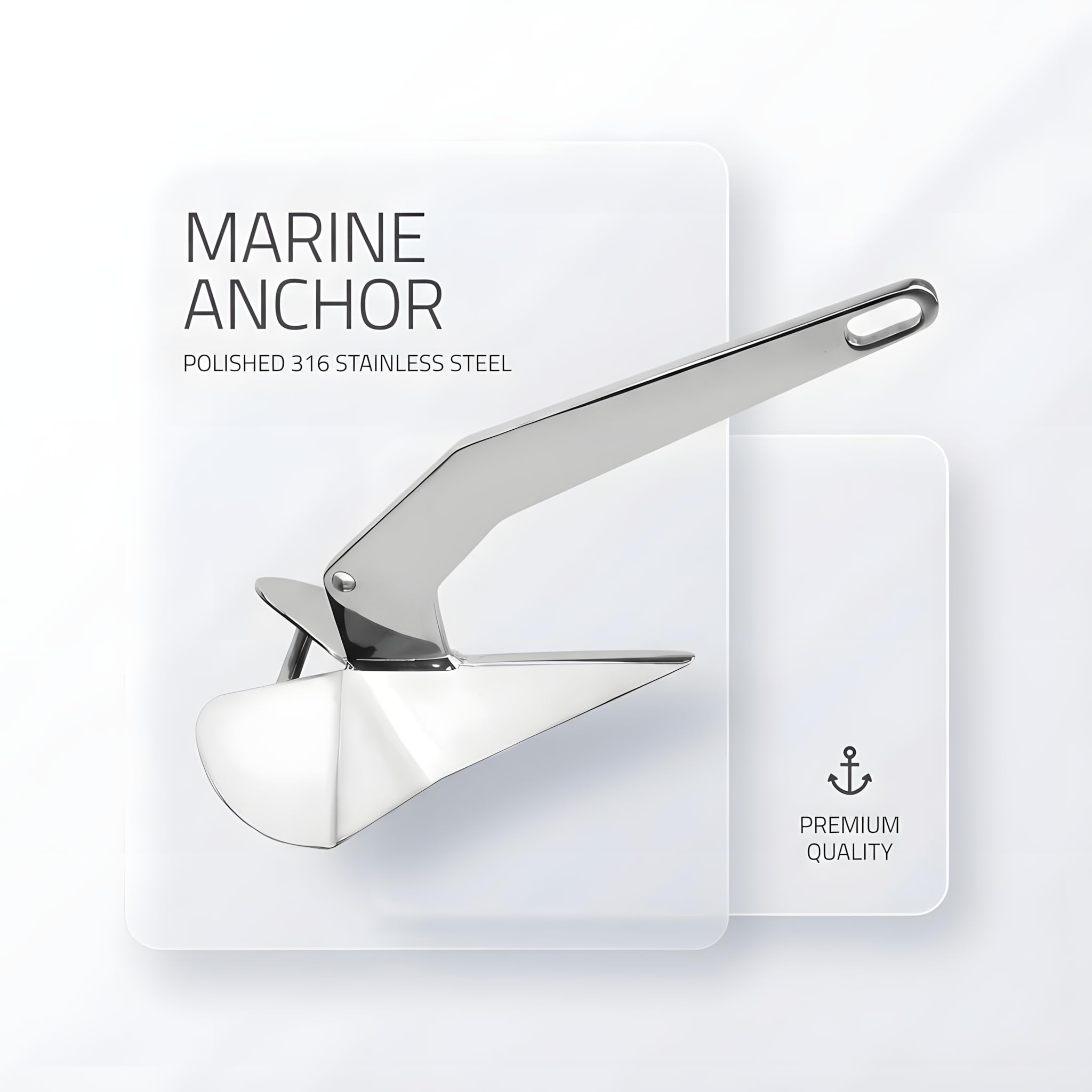 Ancora Delta - Ancora per Barche in Acciaio Inox con Finitura Specchiata, Protezione dalla Corrosione per Yacht/Velieri